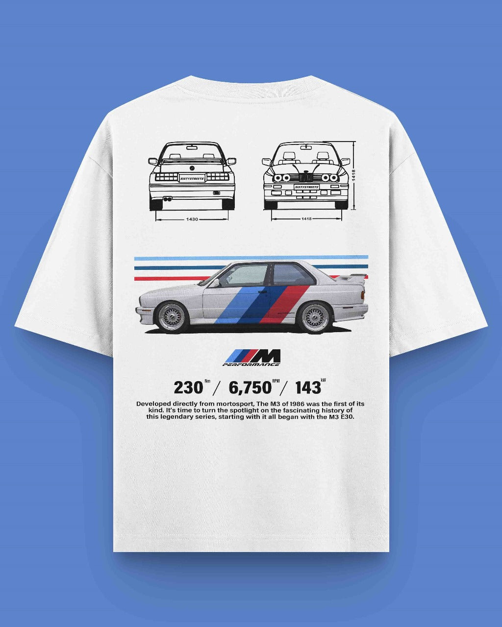 BMW E30 OVERSIZED WHITE TEE - UNISEX