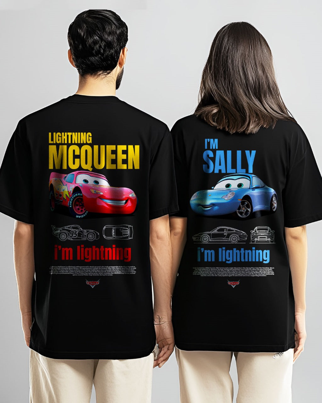 COUPLE CARS OVERSIZED TEE - PACK OF 2 [BLACK]