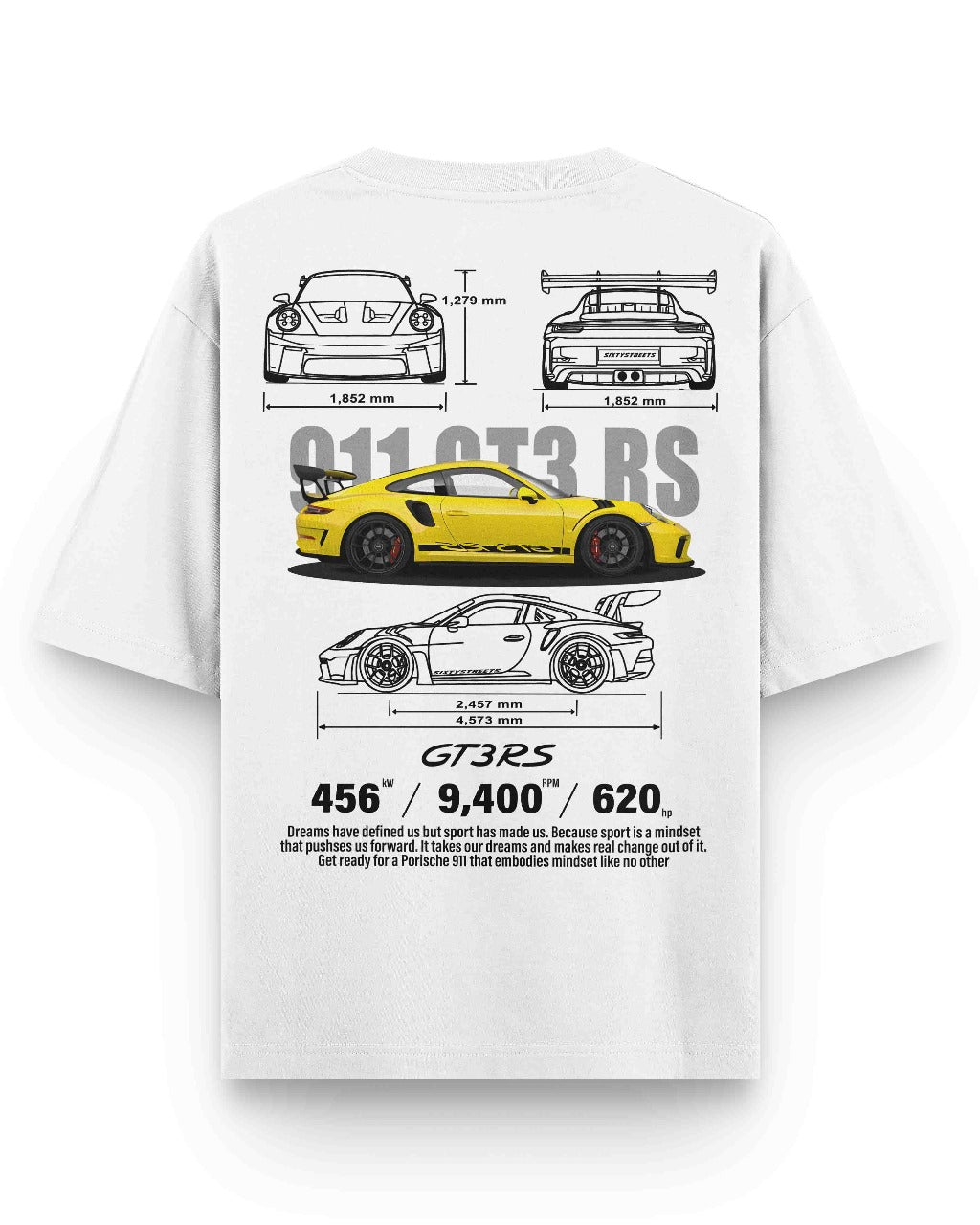 911 GT3 RS OVERSIZED TEE [UNISEX] - WHITE