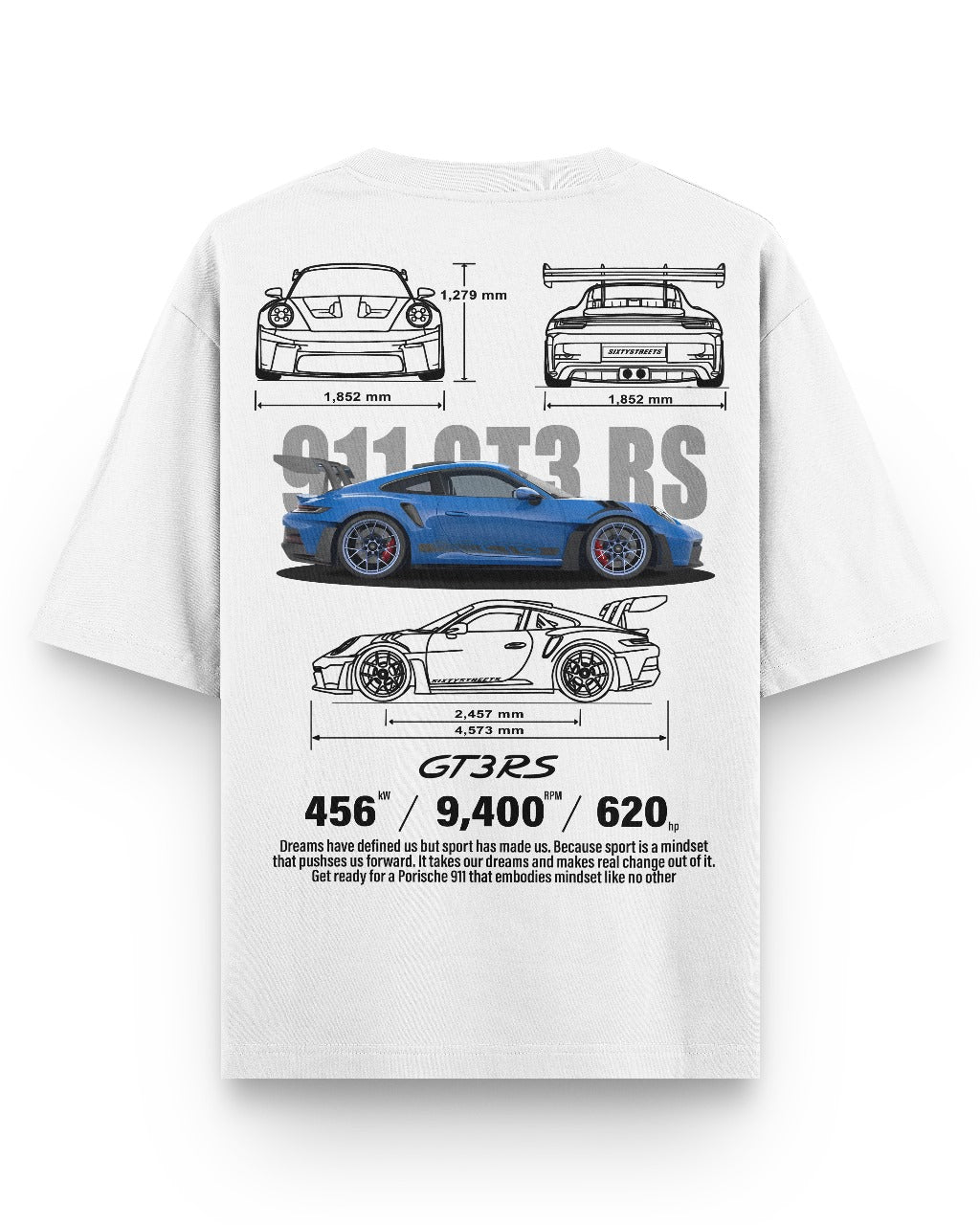 911 GT3 RS OVERSIZED TEE [UNISEX] - WHITE